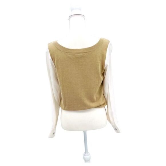 Joie Sweater Top Tan White Size S - Picture 3 of 6